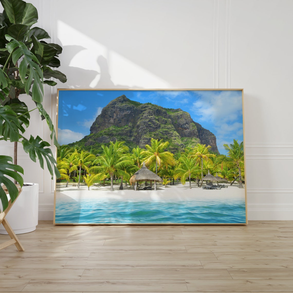 Mauritius Beach Le Morne Palm Trees Turquoise Indian Ocean Poster - Image 2