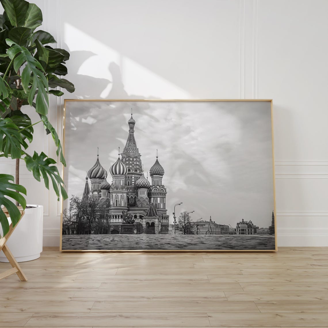 Moscow Russia St Basils Cathedral Red Square Mono Landscape Poster - Image 2