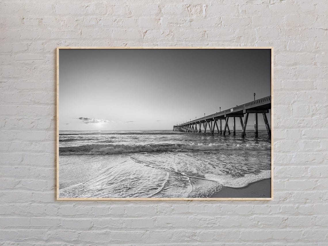 Black And White Wrightsville Beach Print Wrightsville Beach Art Wrightsville Beach Poster Wrightsville Beach Photo North Carolina