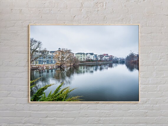 Traverse City Michigan Winter River Reflections Landscape Poster