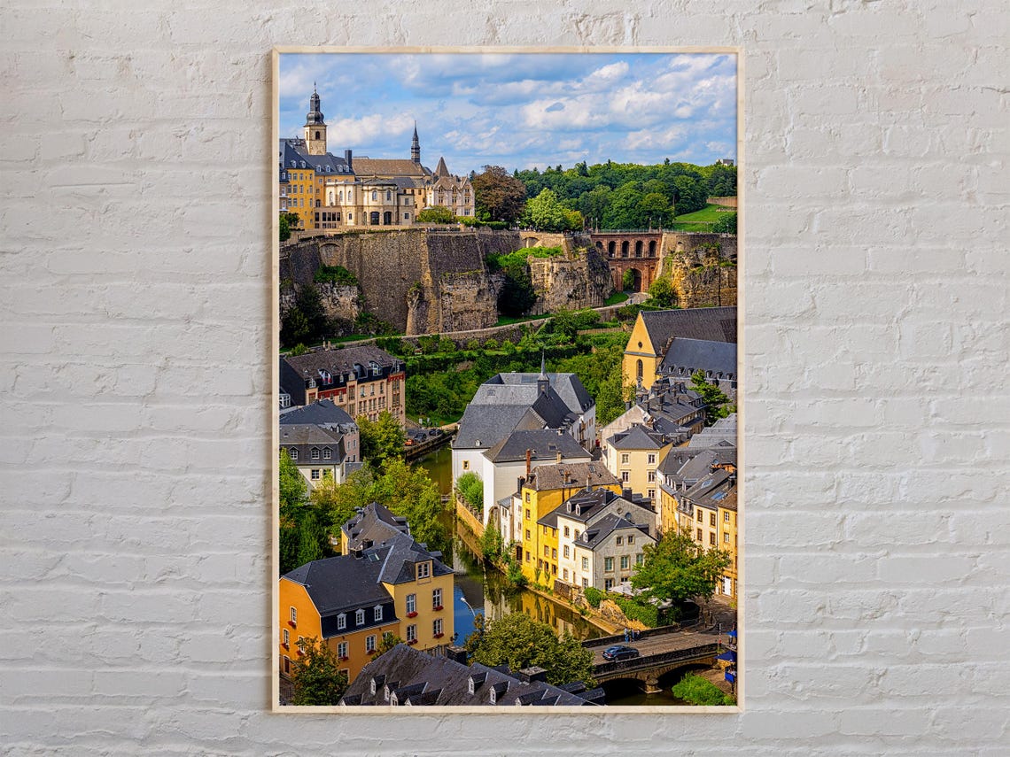 Luxembourg City Historic Old Town Cliffs Valley View Landscape Poster