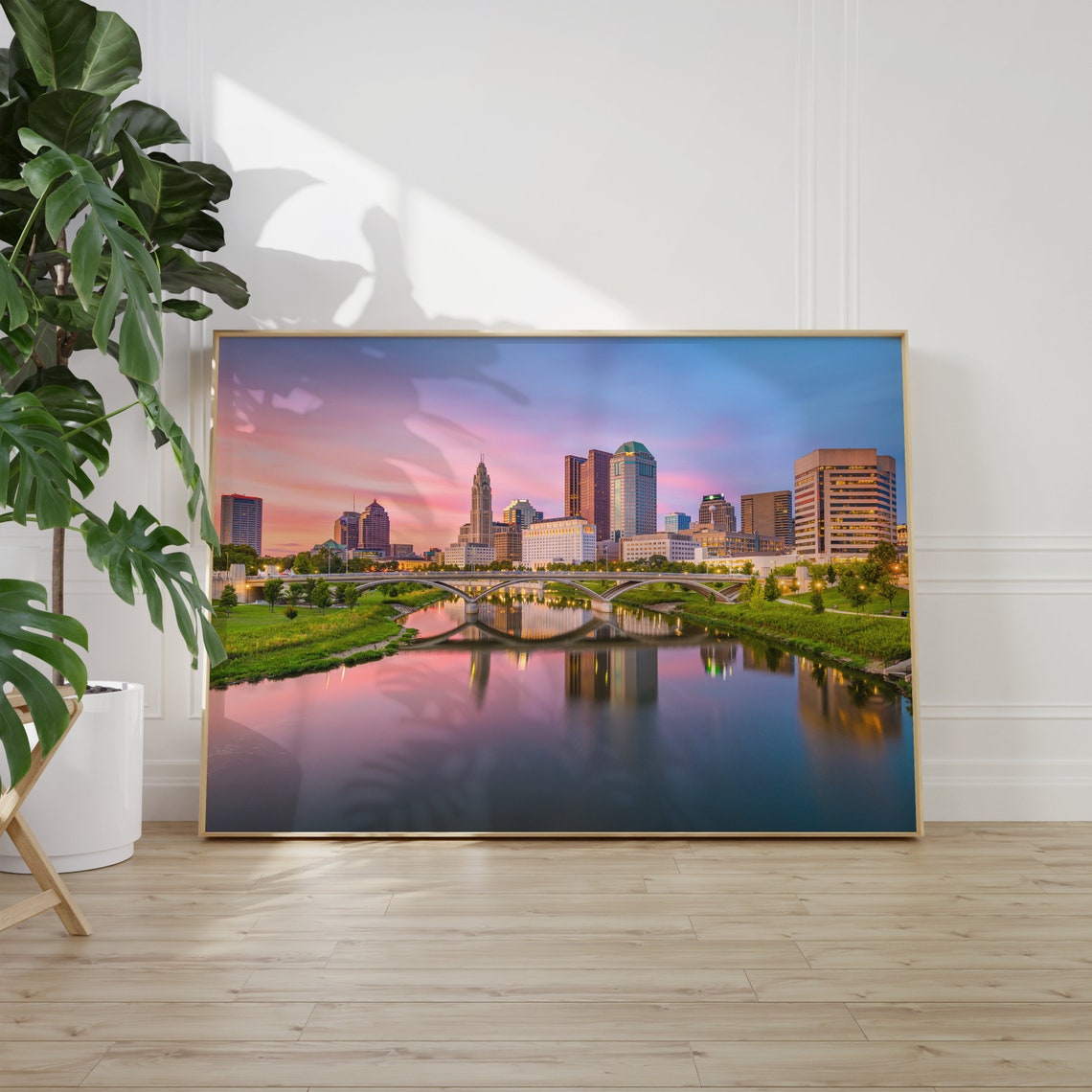 Columbus Ohio Skyline Sunset River Reflection City Landscape Poster - Image 2
