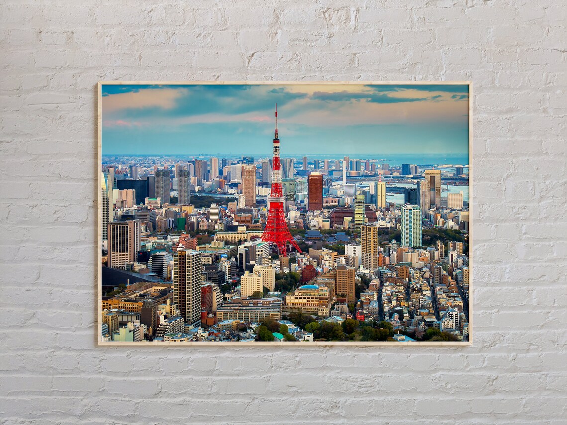 Tokyo Japan City Skyline Tokyo Tower Sunset Real Photo Poster