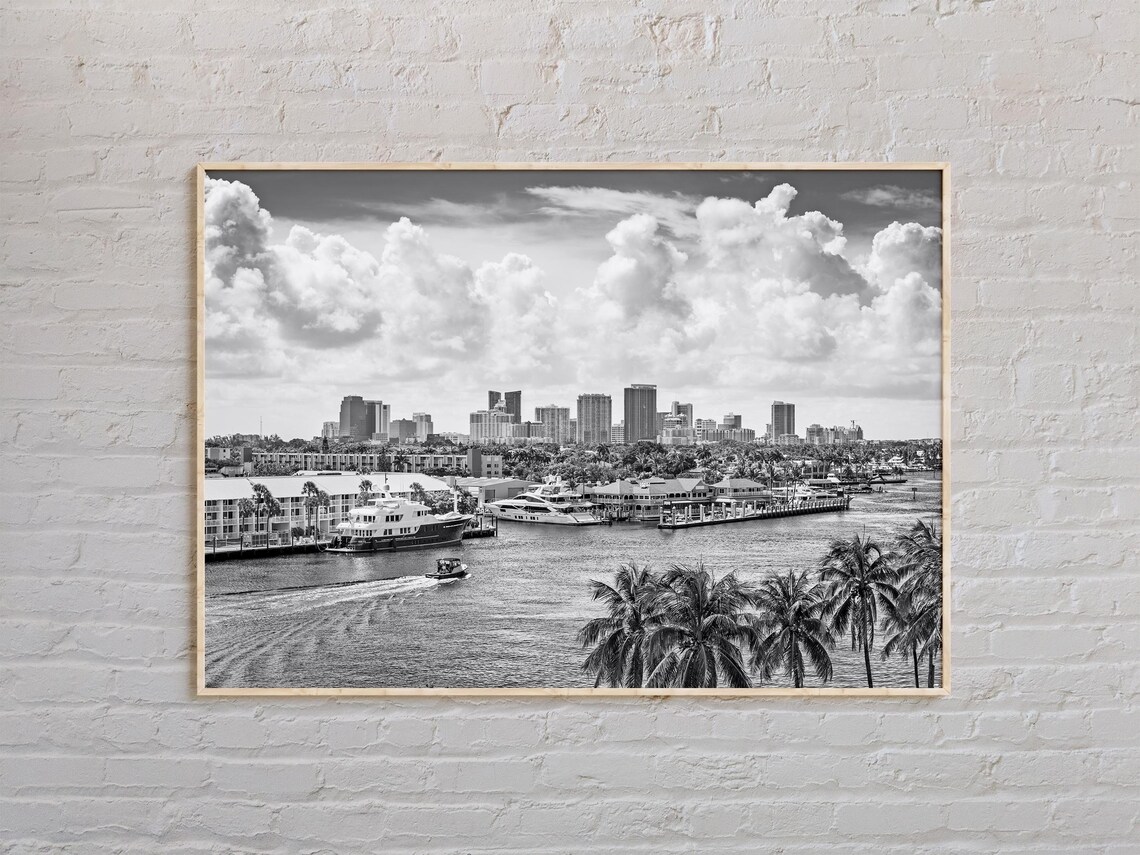 Fort Lauderdale Black and White Photo Art Print