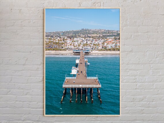 San Clemente Pier Aerial Turquoise Ocean California Beach Travel Poster