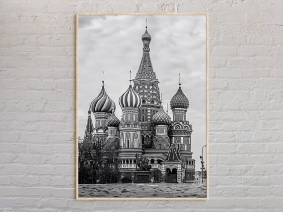 Black And White Russia Poster, Moscow Travel Print