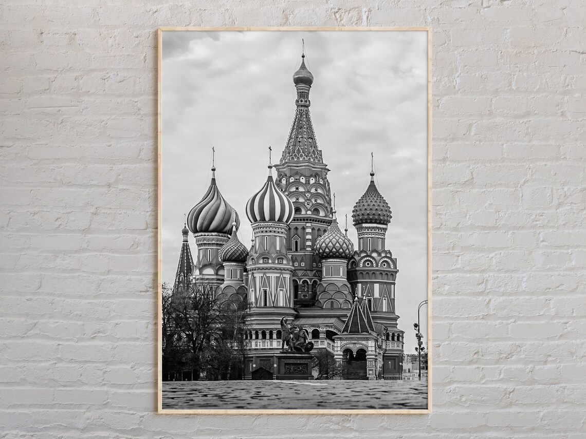Black And White Russia Poster, Moscow Travel Print