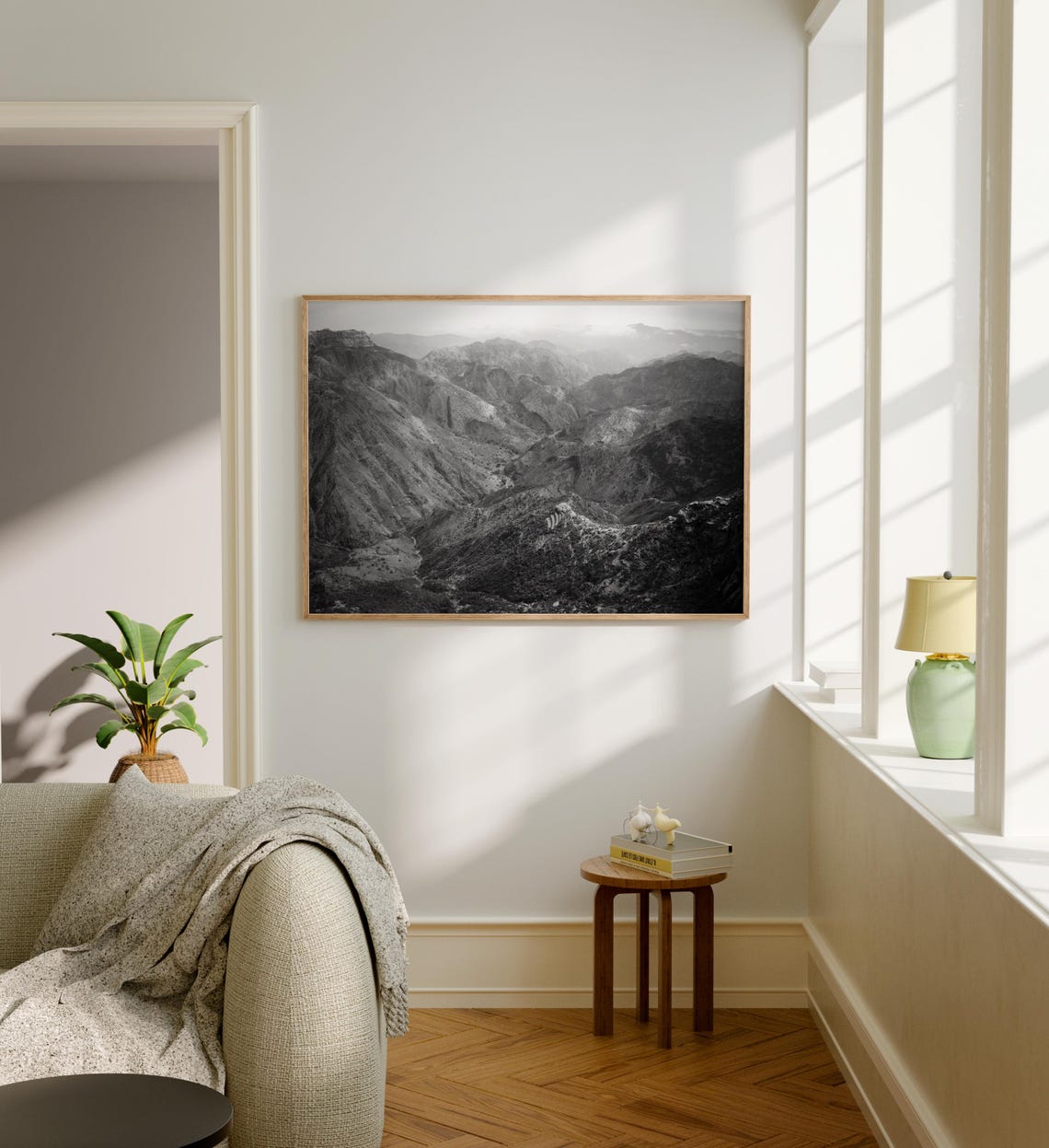 Eritrea Misty Mountain Ranges Layers Black and White Landscape Poster - Image 5
