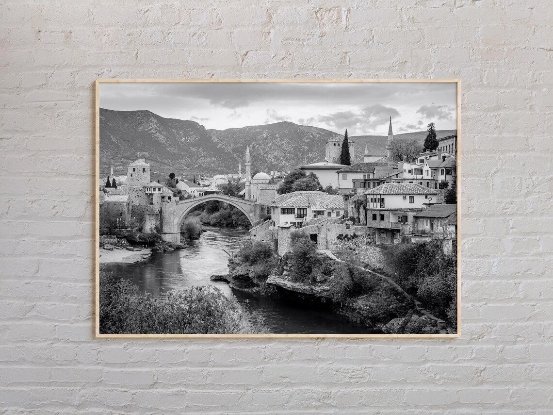 Bosnia Herzegovina Black And White Travel Poster