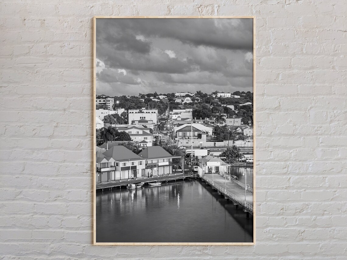 Black And White Antigua Barbuda Print Wall Art Poster Photo Caribbean