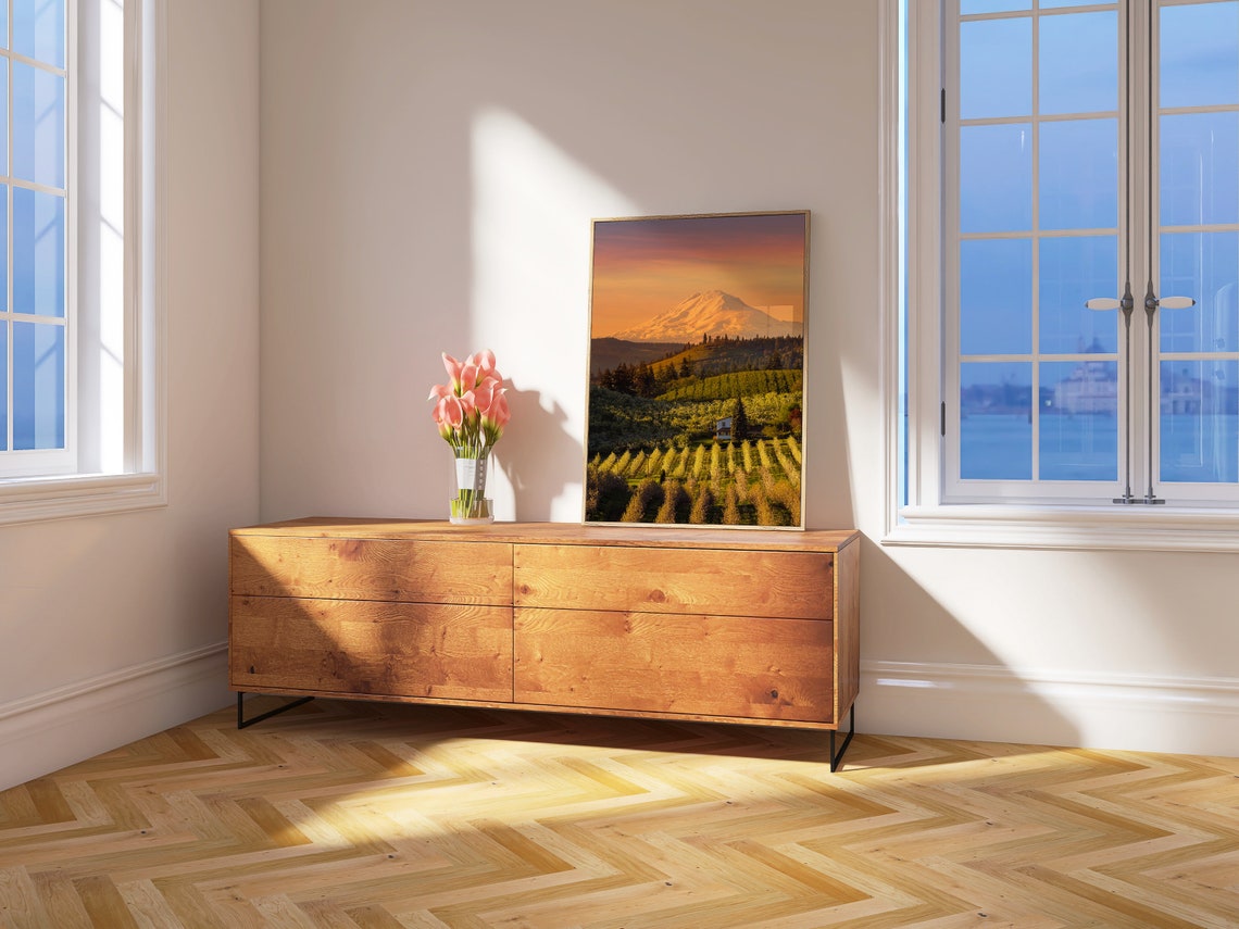 Oregon Mount Hood Sunrise Orchard Valley Mountain Farm Poster - Image 4
