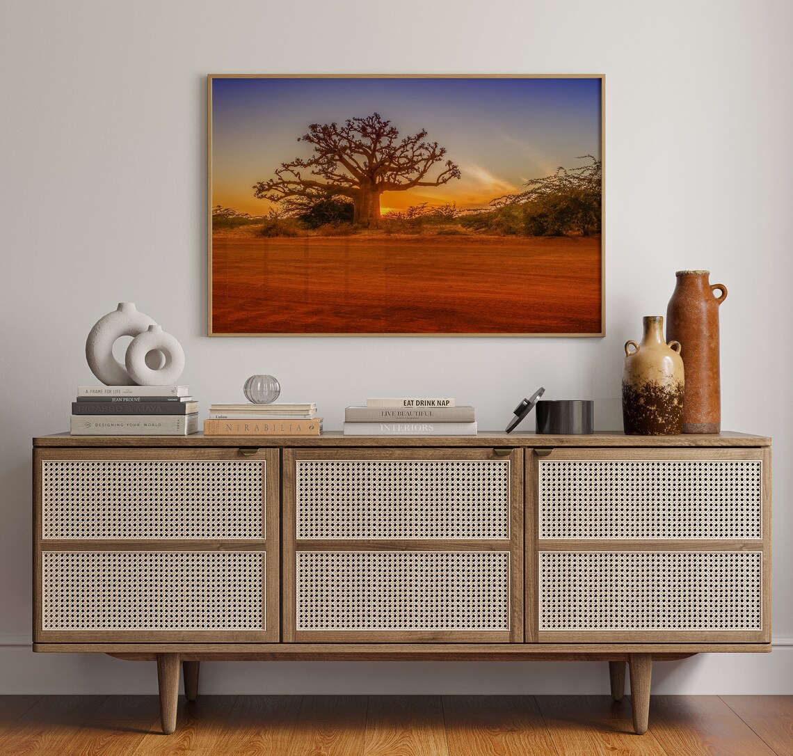 Senegal Baobab Tree Sunset Red Earth African Savanna Art Poster - Image 4