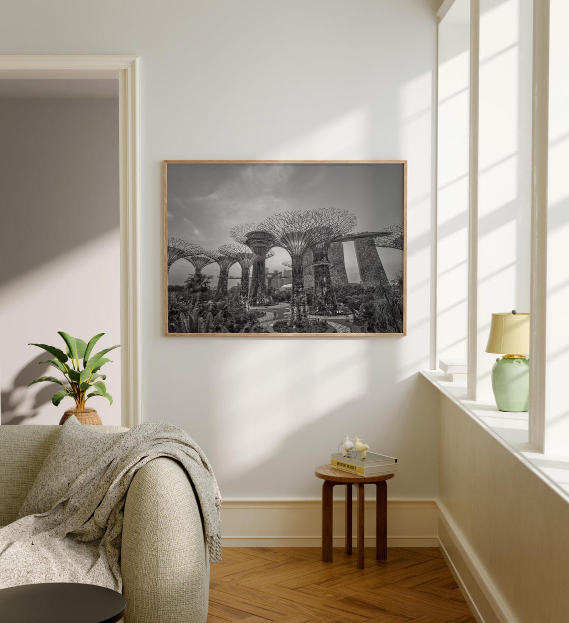 Singapore Supertree Grove Gardens By Bay Mono Landscape Poster - Image 5