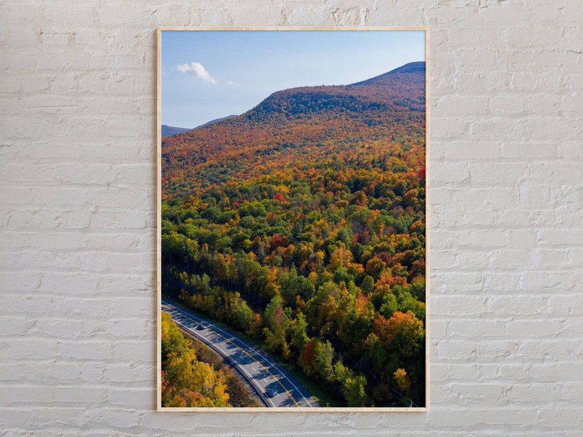 Catskill Mountains Autumn Aerial Road Fall Foliage Scenic Photo Poster