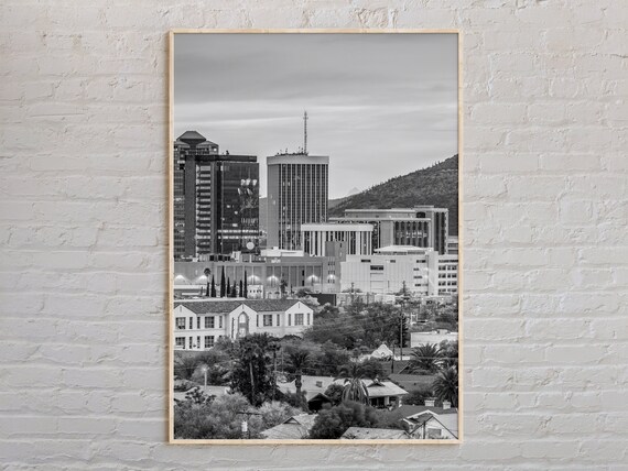 City Skyline Downtown Buildings Black And White Urban Photo Poster