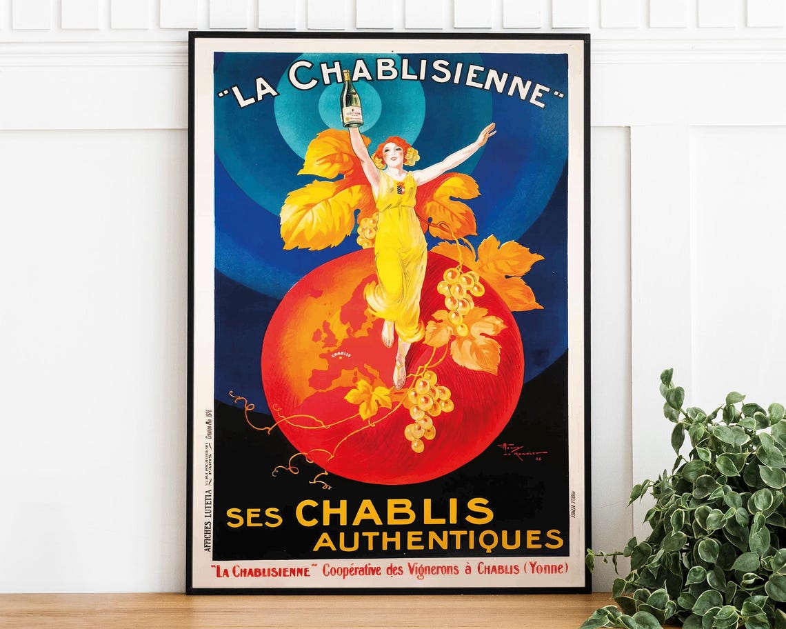 La Chablisienne Vintage French Chablis Wine Advertising Poster