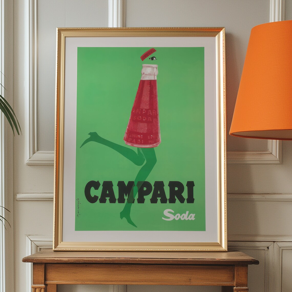 Campari Soda Vintage Italian Ad Poster With Dancing Bottle Art - Image 3