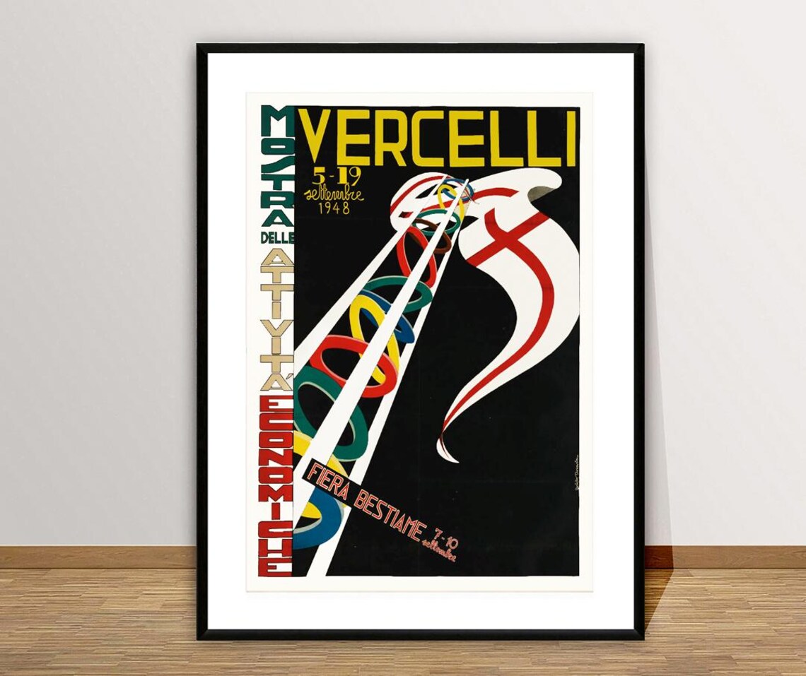 Mostra Delle Attivit Economiche Fiera Bestiame Vercelli Italy Vintage Travel Poster Travel Memoris Print Gift Idea Wall Decor - Image 3