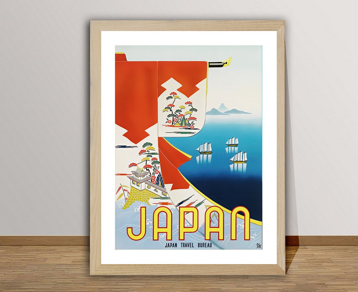 Japan Vintage Travel Poster, Retro Wall Art Print