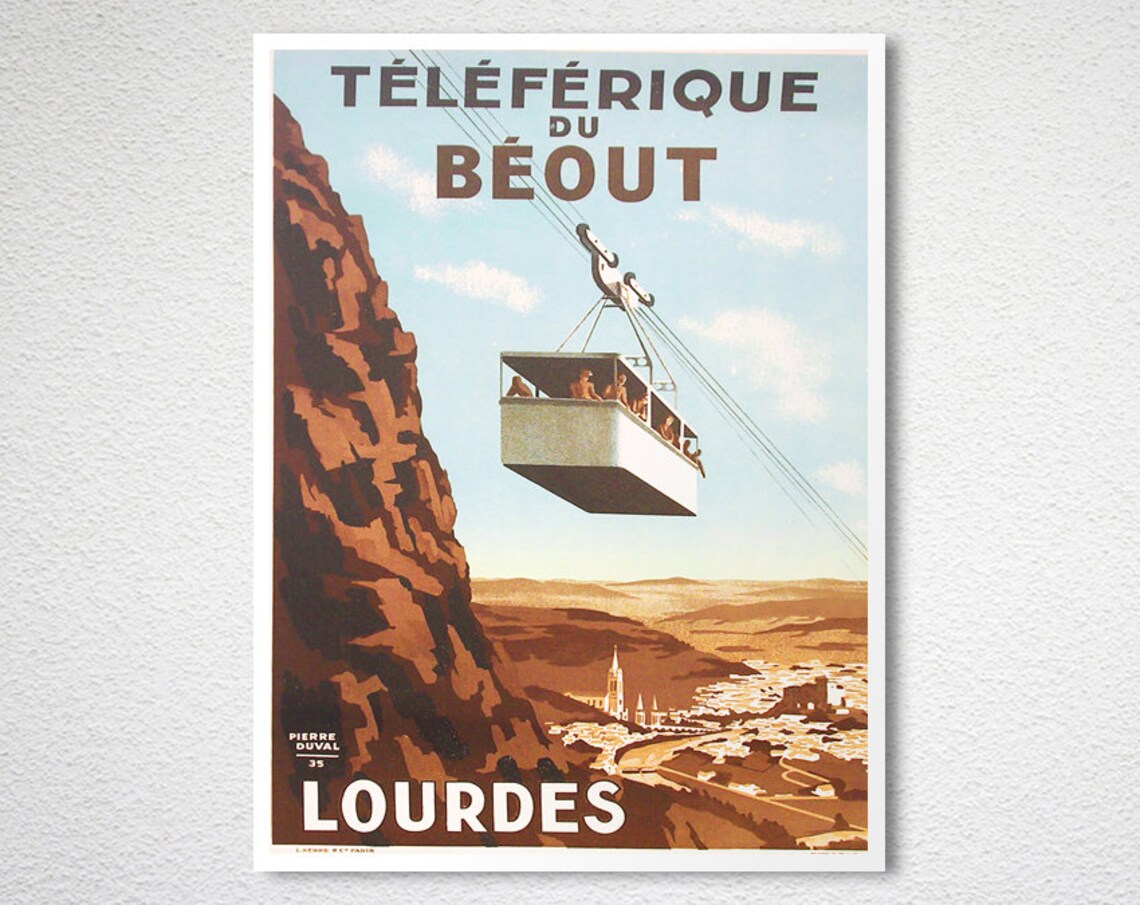Teleferique De Beout Lourdes Vintage Travel Poster - Image 2
