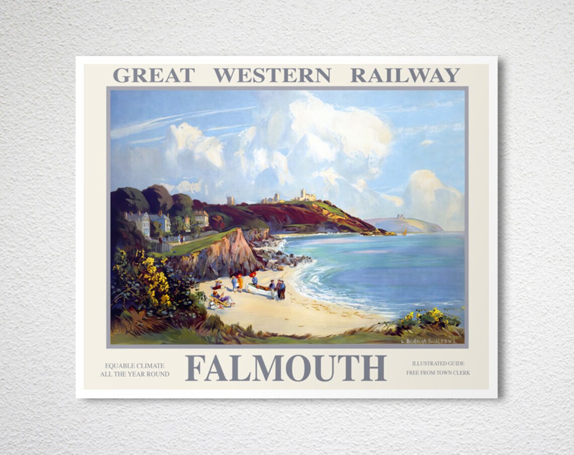 Falmouth Vintage English Great Western Railway Travel Poster - Image 2