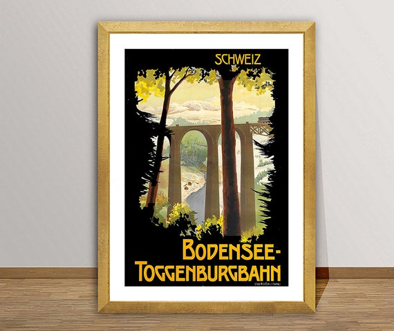 Bodensee Toggenburgbahn Suisse Vintage Travel Poster Poster Paper Or Print Gift Idea Wall Decor