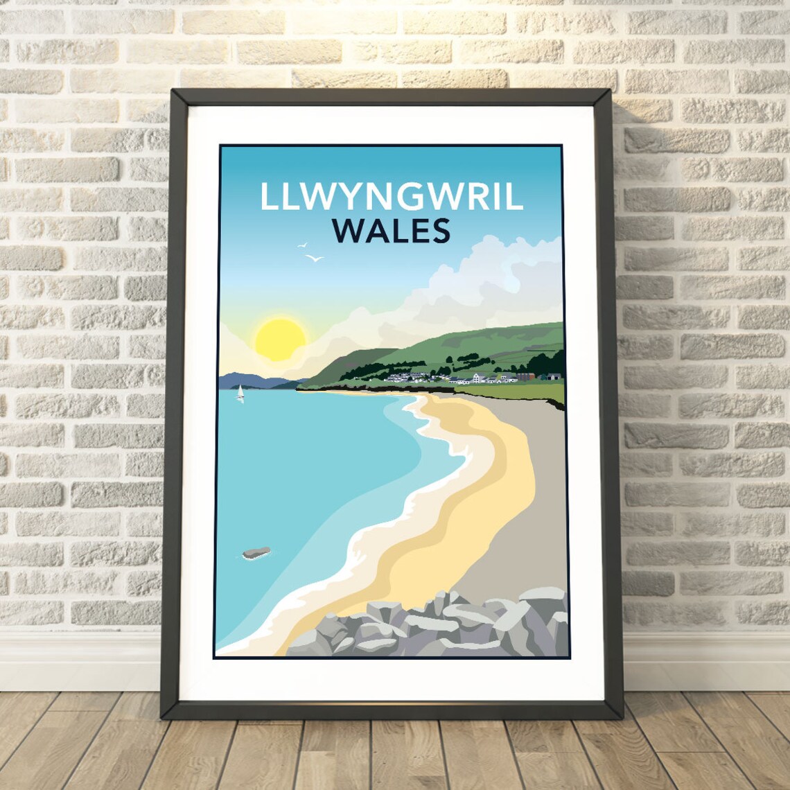 Llwyngwril Wales Travel Poster, Memory Keepsake
