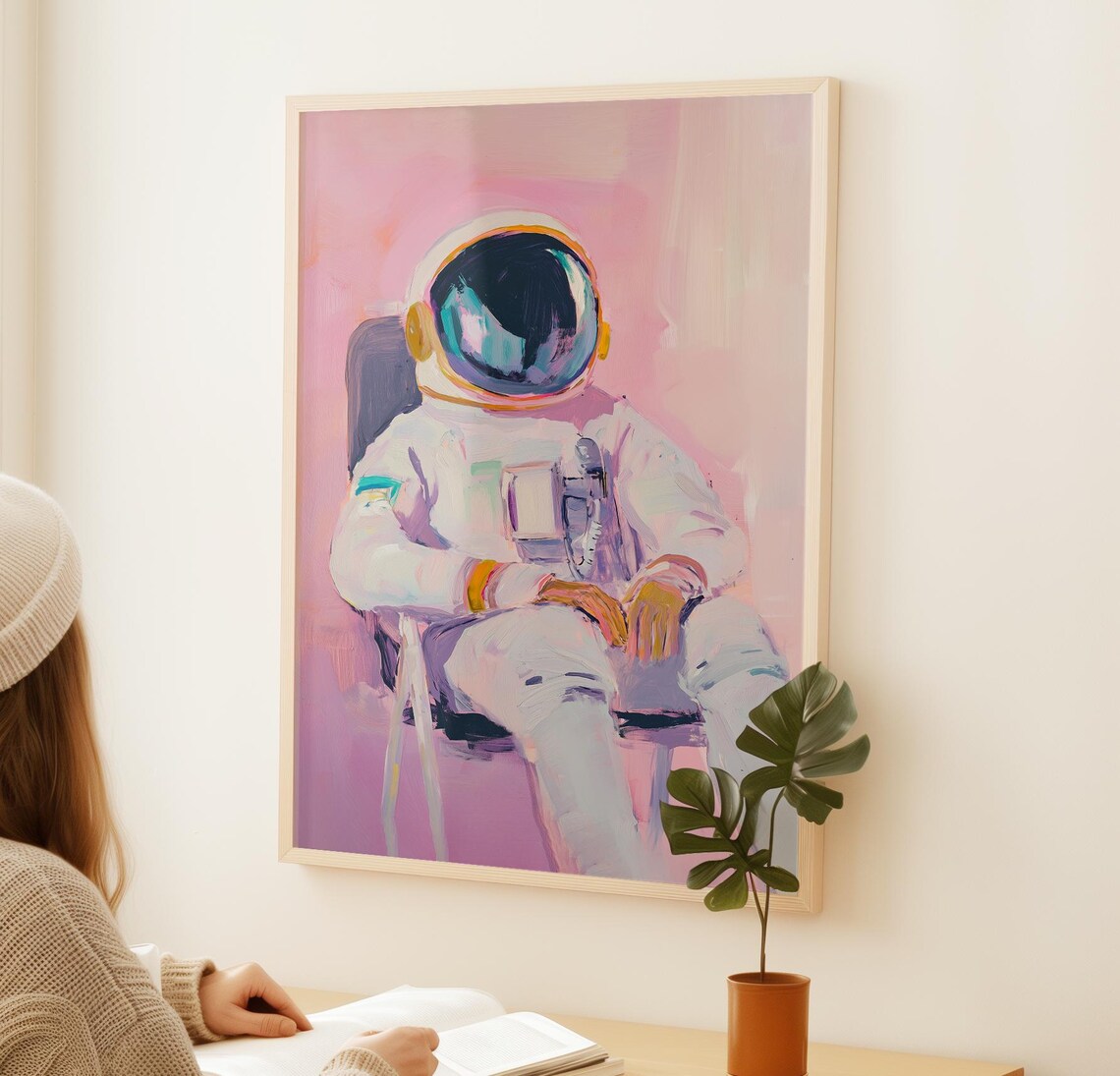 Pink Astronaut Vintage Style Art Print, Space Theme - Image 2