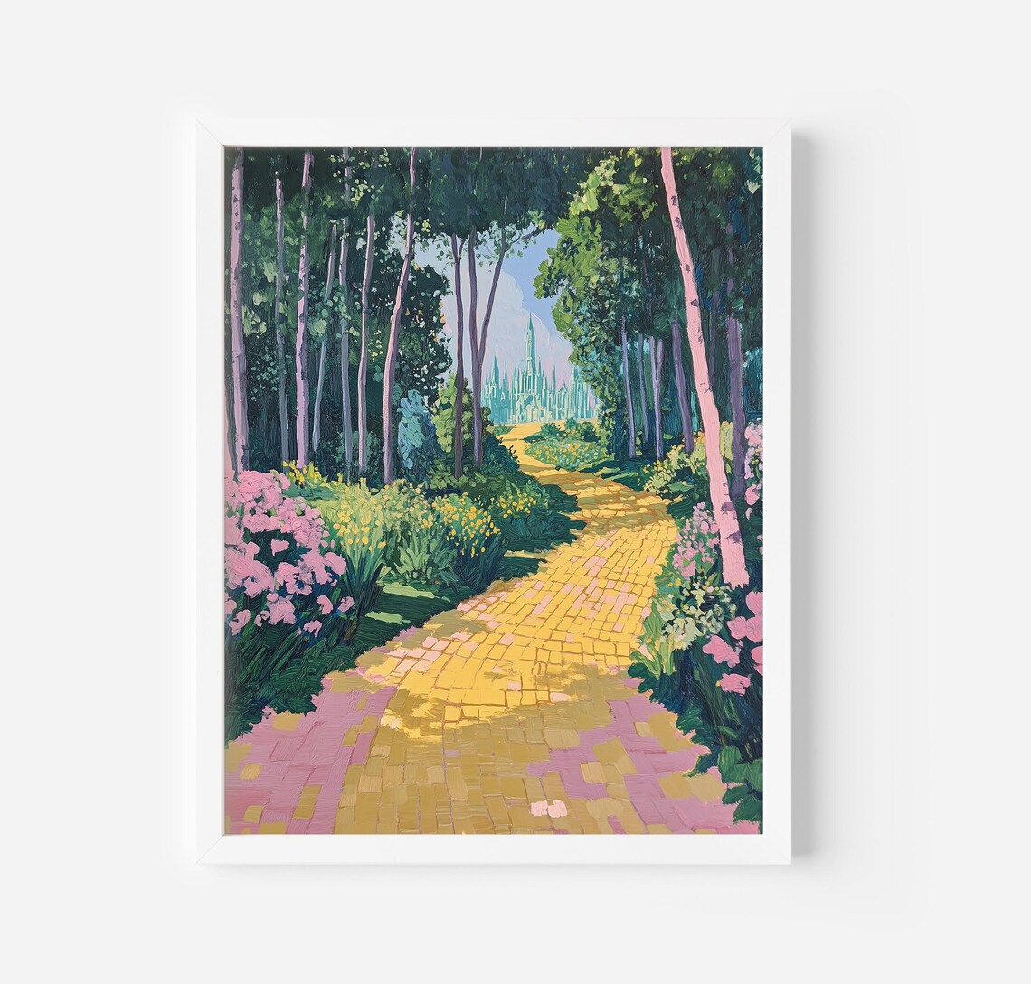 Yellow Brick Road Pastel Painting, Whimsical Art Print