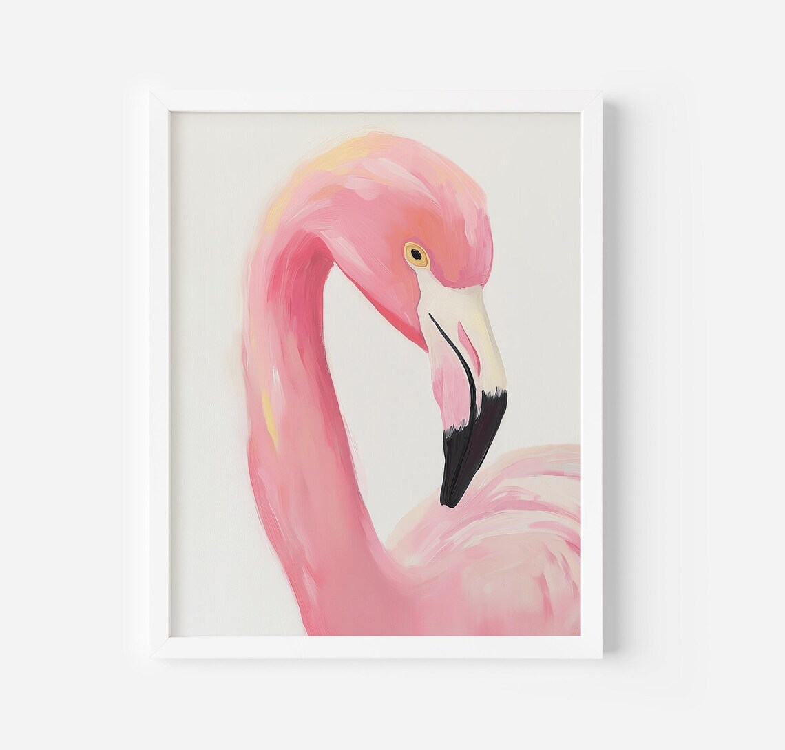 Pink Flamingo Art Print, Trendy Boho Jungle Poster