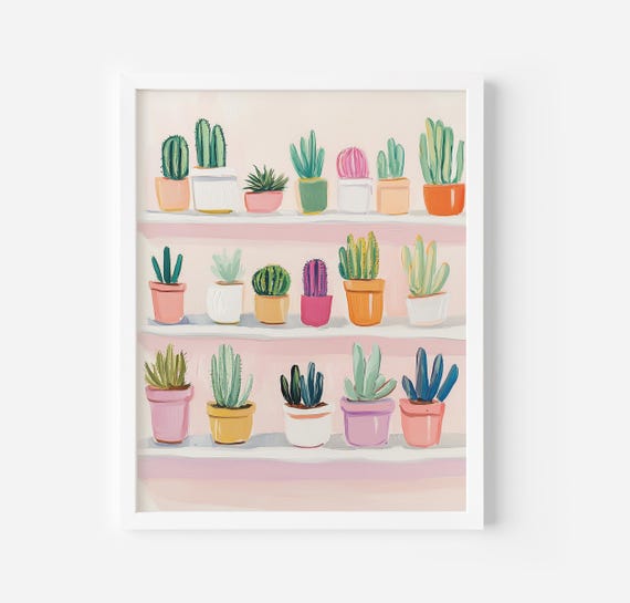 Vintage Cactus Retro Botanical Art Print