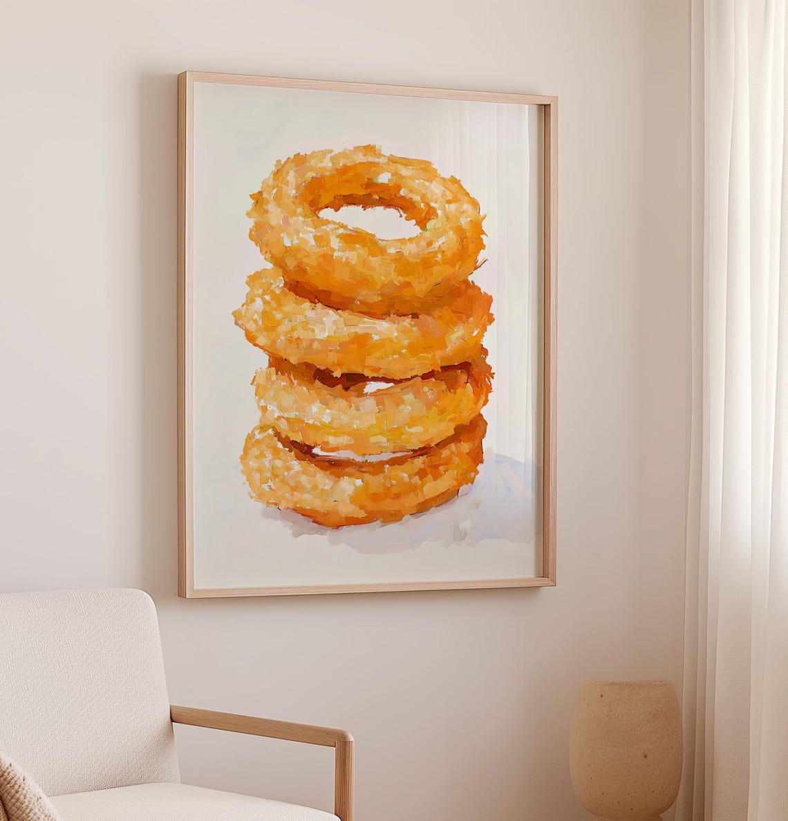 Extra Crispy Golden Onion Rings Stack Retro Snack Food Art Poster - Image 3