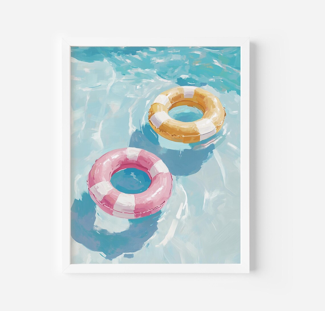 Striped Inner Tube Summer Pool Float Art Print