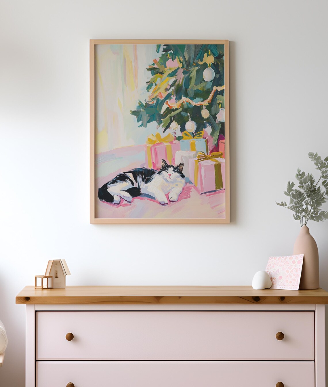 Christmas Kitten Art Print, Cute Holiday Decor - Image 2