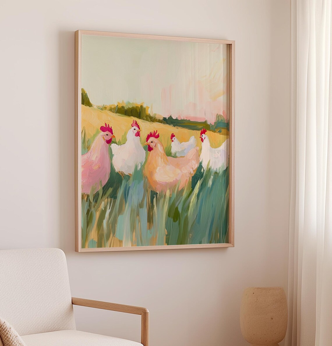Chickens Painting Hens Kitchen Wall Art Print - Image 2