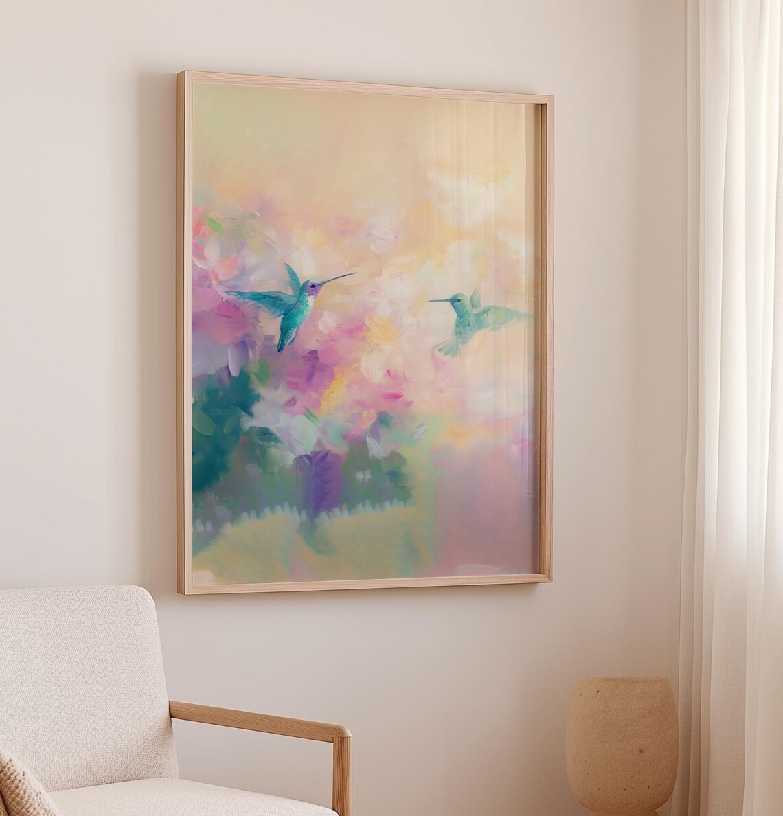 Hummingbird Watercolor Art Print, Preppy Aesthetic - Image 2