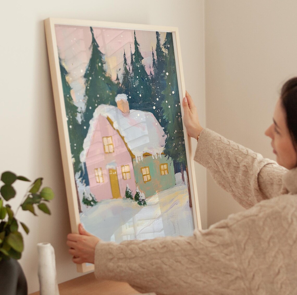 Snowy House Christmas Eve Holiday Season Art Print