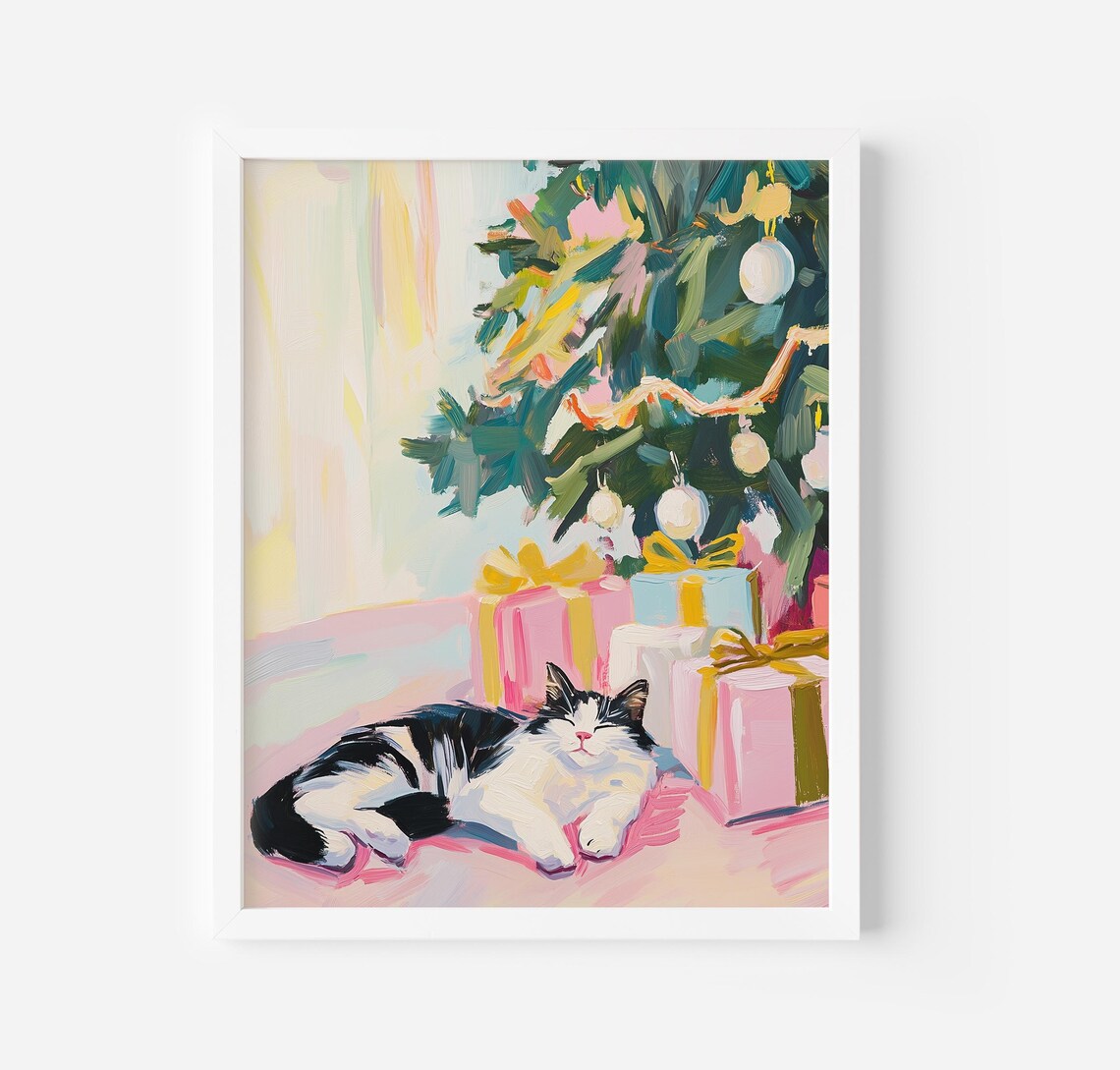 Christmas Kitten Art Print, Cute Holiday Decor - Image 3