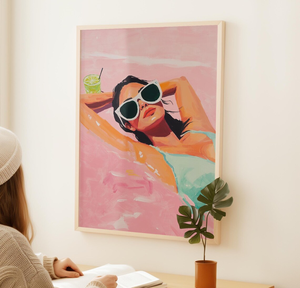 Summer Girl Cocktail Print, Beach House Decor - Image 3