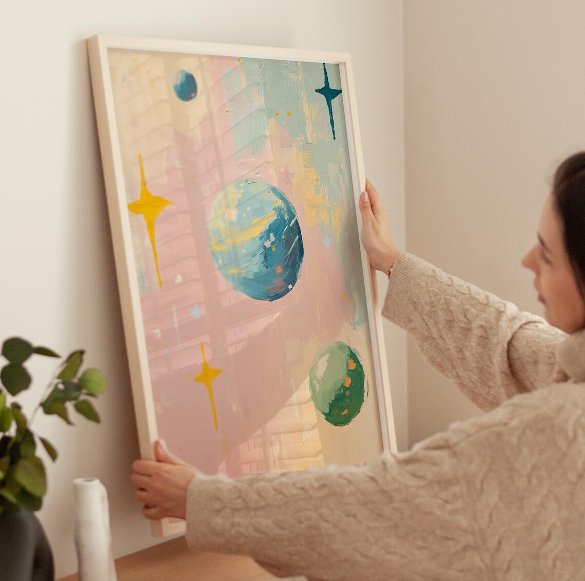 Pink Space Solar System Poster, Girls Room Decor - Image 3