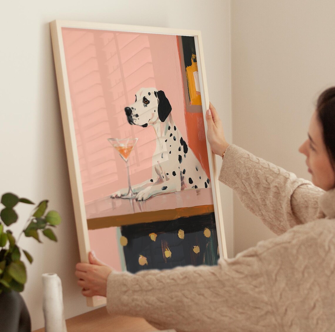 Dalmatian Cocktail Painting, Trendy Bar Cart Art Print - Image 3
