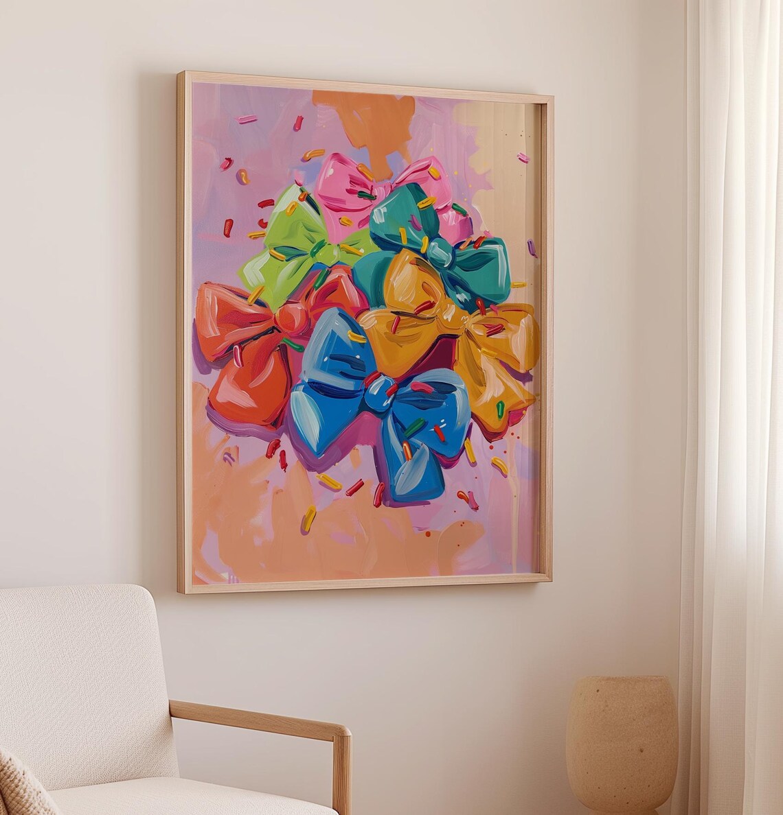 Colorful Bows And Sprinkles Painting Preppy Kids Room Art Poster - Image 2