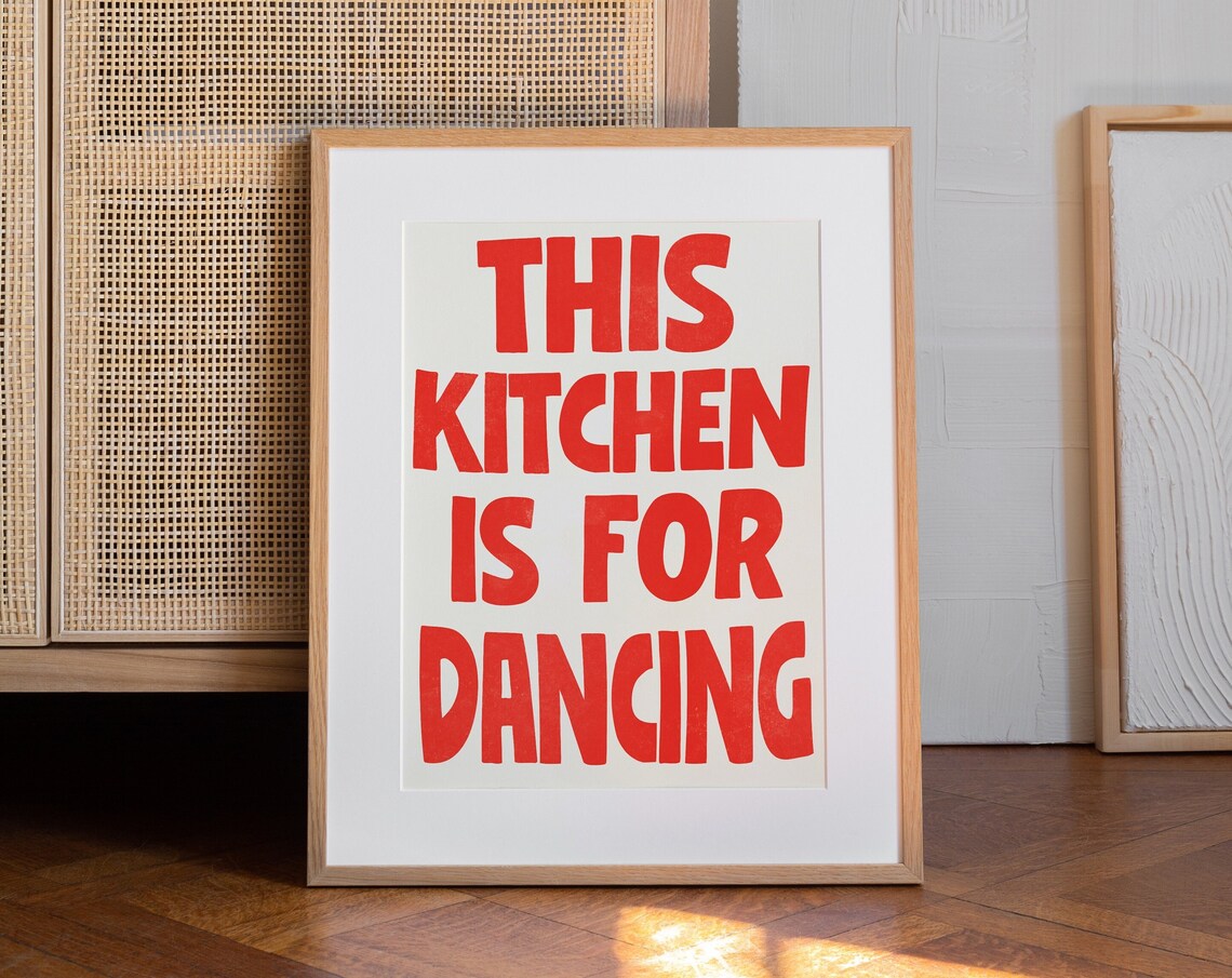 Retro This Kitchen Is For Dancing Poster, Fun Decor