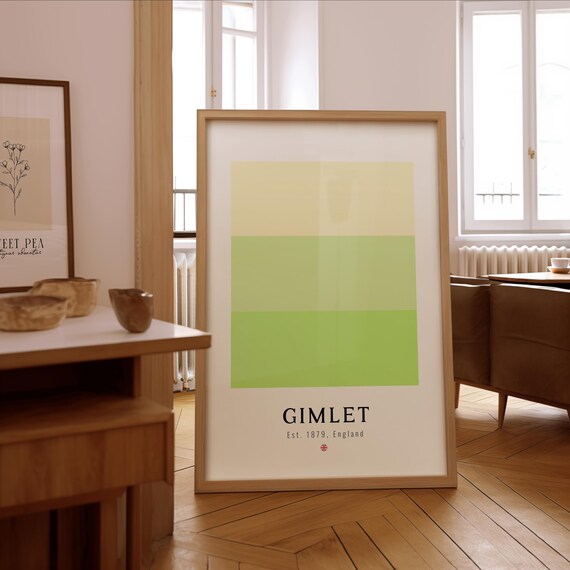 Gimlet Cocktail Art Print Minimalist Bar Wall Decor Framed Or Unframed Poster Gift For Mixologists