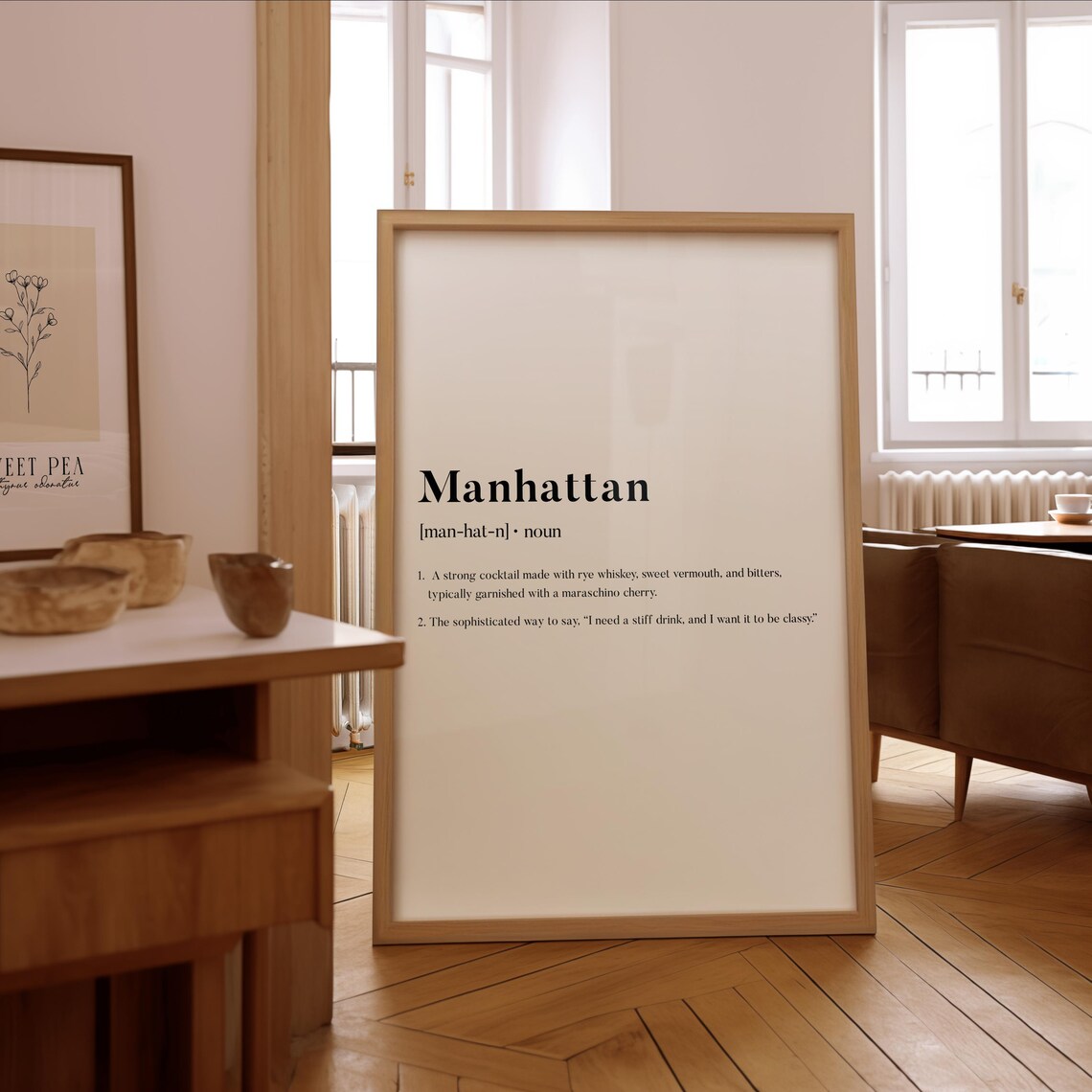 Manhattan Definition Print, Minimalist Bar Art Print