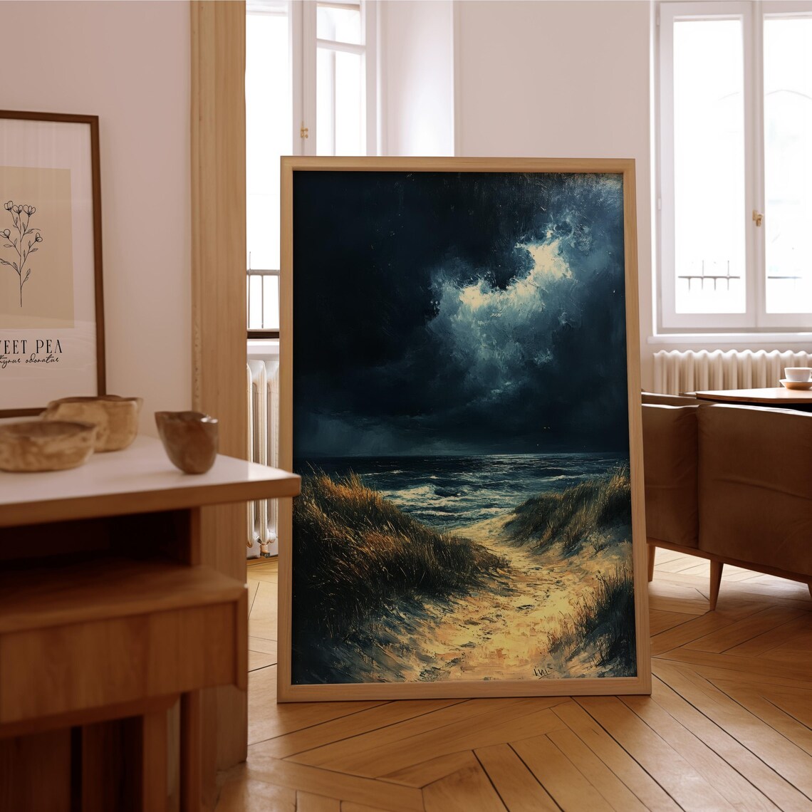 Impressionist Coastal Vintage Poster, Home Office Decor