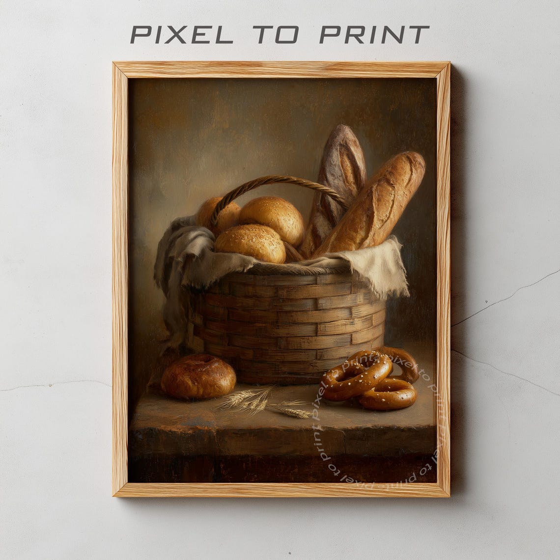 Warm Rustic Bread Basket With Pretzels Classic Still Life Poster