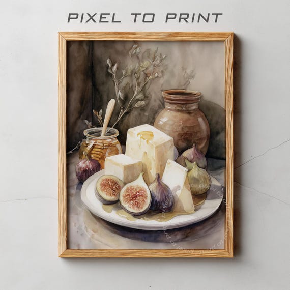 Trendy Kitchen Print Cheese And Fig Paint Modern Wall Decor