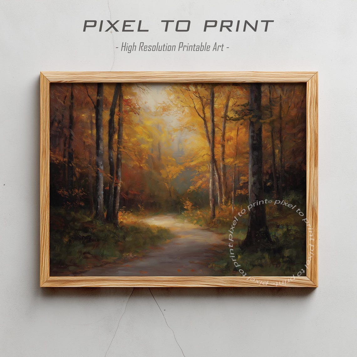 Vintage Fall Landscape Painting Autumn Forest Print
