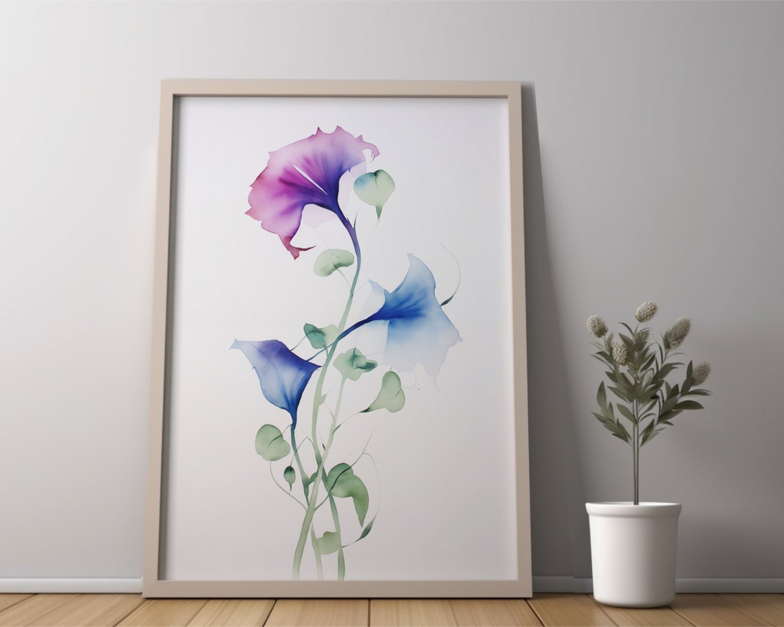 Morning Glory September Birth Flower Watercolor Art Print - Image 6